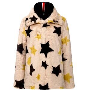 Invicta Plush Teddy Coat Jacket Colorful Stars Size XL New